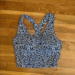 Leopard Print Cross-Back athletic Crop Top with pads
